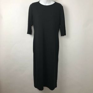 Kenancy T Shirt Dress Black Midi Jewel Neck Sz XXL